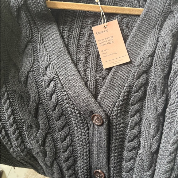 Quince Sweaters - Quince Gray Cable Knit Cardigan Sweater